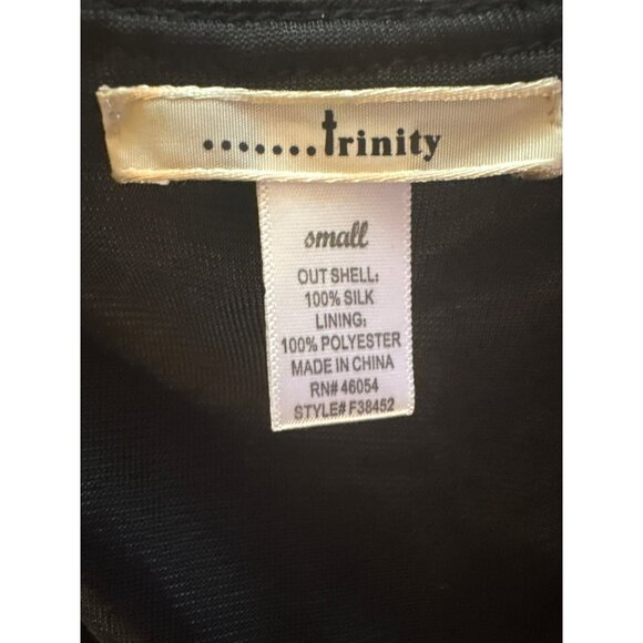 Trinity Black Silk Sleeveless Ruffled Tunic Top Size S - Picture 3 of 5